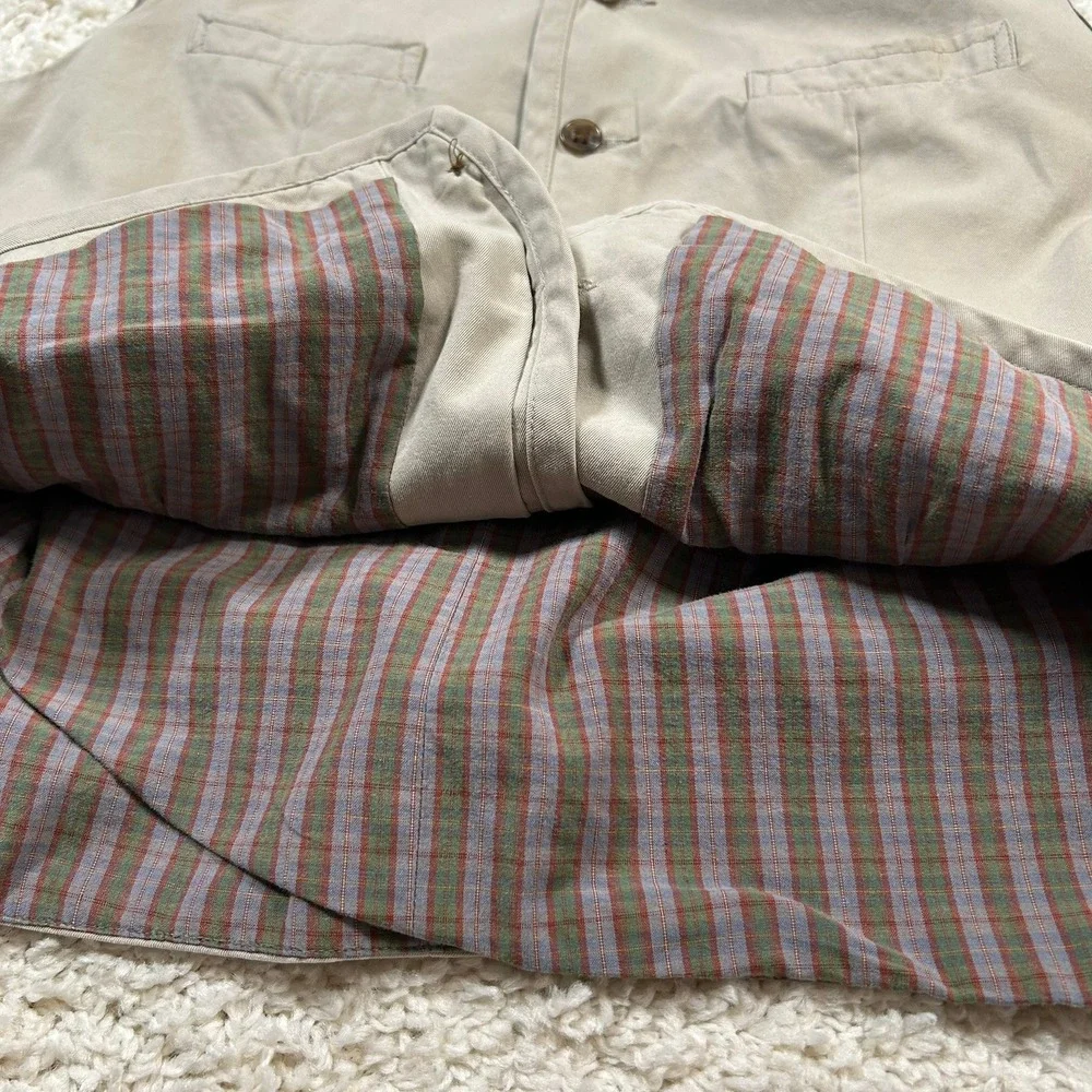Vintage Banana Republic Safari Vest Small Tan Khaki Cotton Lined Cinch